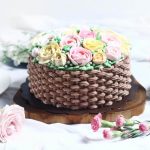 Korean buttercream cake, homemade flower cake, premium lapis Surabaya, birthday cake Jakarta, rose cake