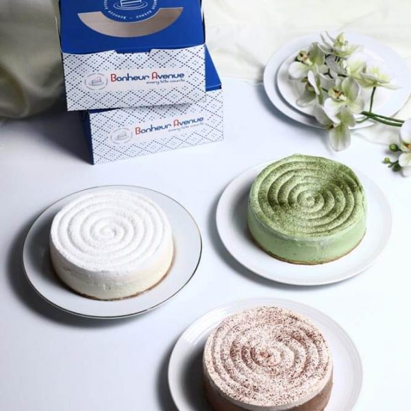 chocolate cheesecake, greentea cheesecake, lemon cheesecake, yogurt cheesecake